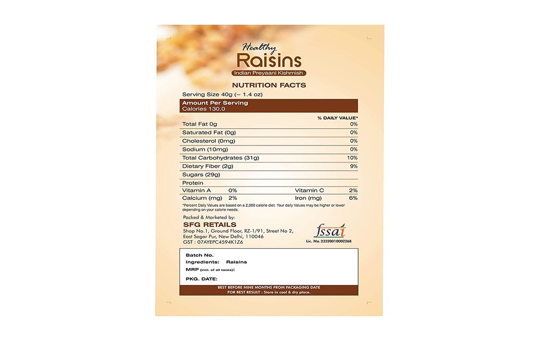 Preyaani Healthy Raisins    Pack  250 grams